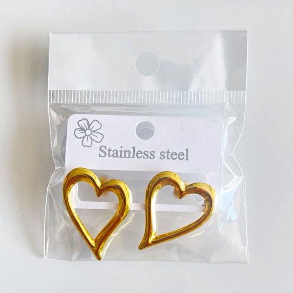 Gold Stainless Steel Statement Stud Earrings